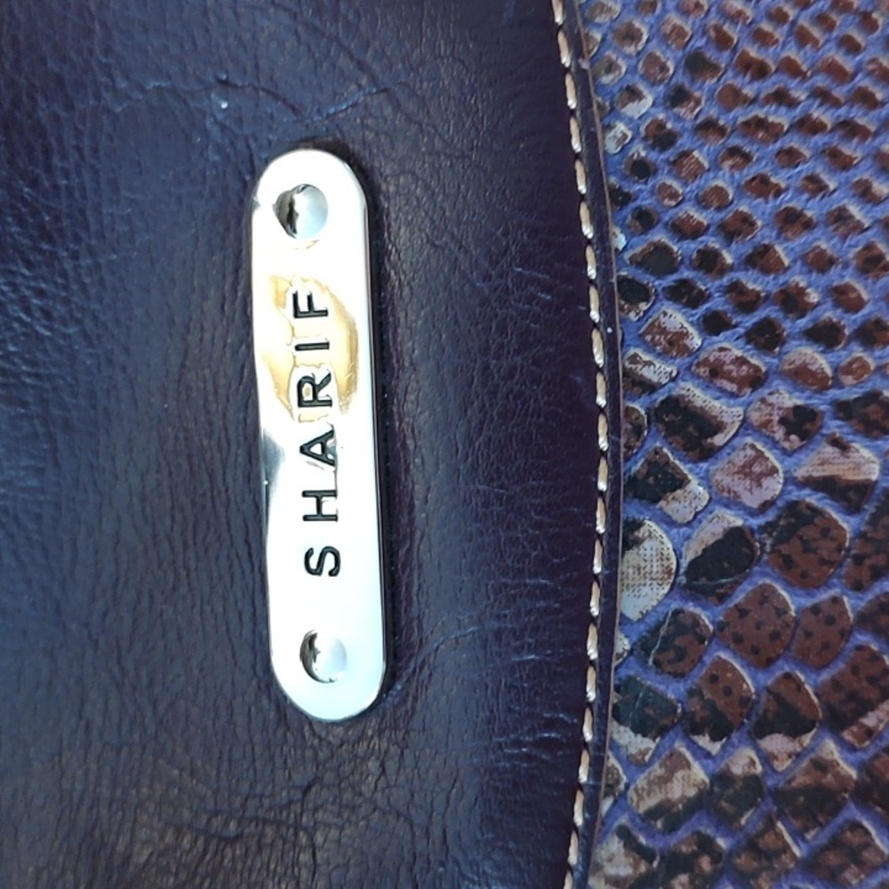 Sharif Studio Purple Snakeskin studded w/leopard print Shoulderbag. $279 Retail. - Picture 2 of 12